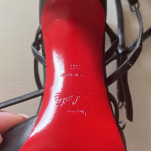 CHRISTIAN LOUBOUTIN BLACK LEATHER CAGE PUMP - Picture 8 of 11